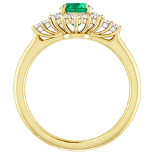 natural round emerald 1.50ct ring with diamond accents