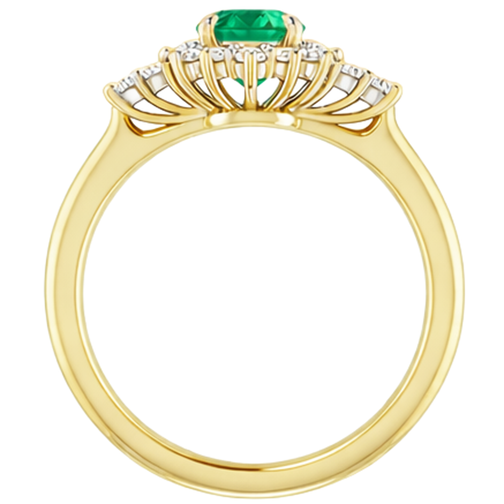 natural round emerald 1.50ct ring with diamond accents