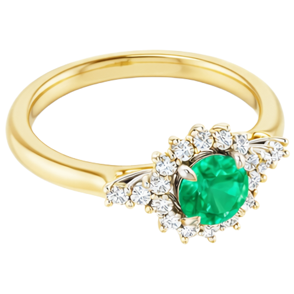 natural round emerald 1.50ct ring profile view