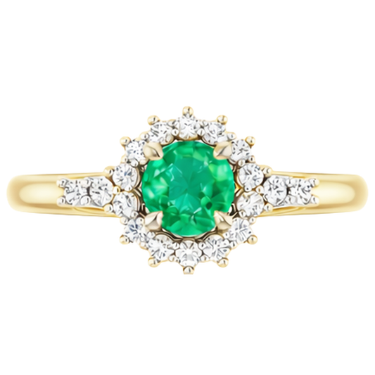 natural round emerald 1.50ct ring side angle