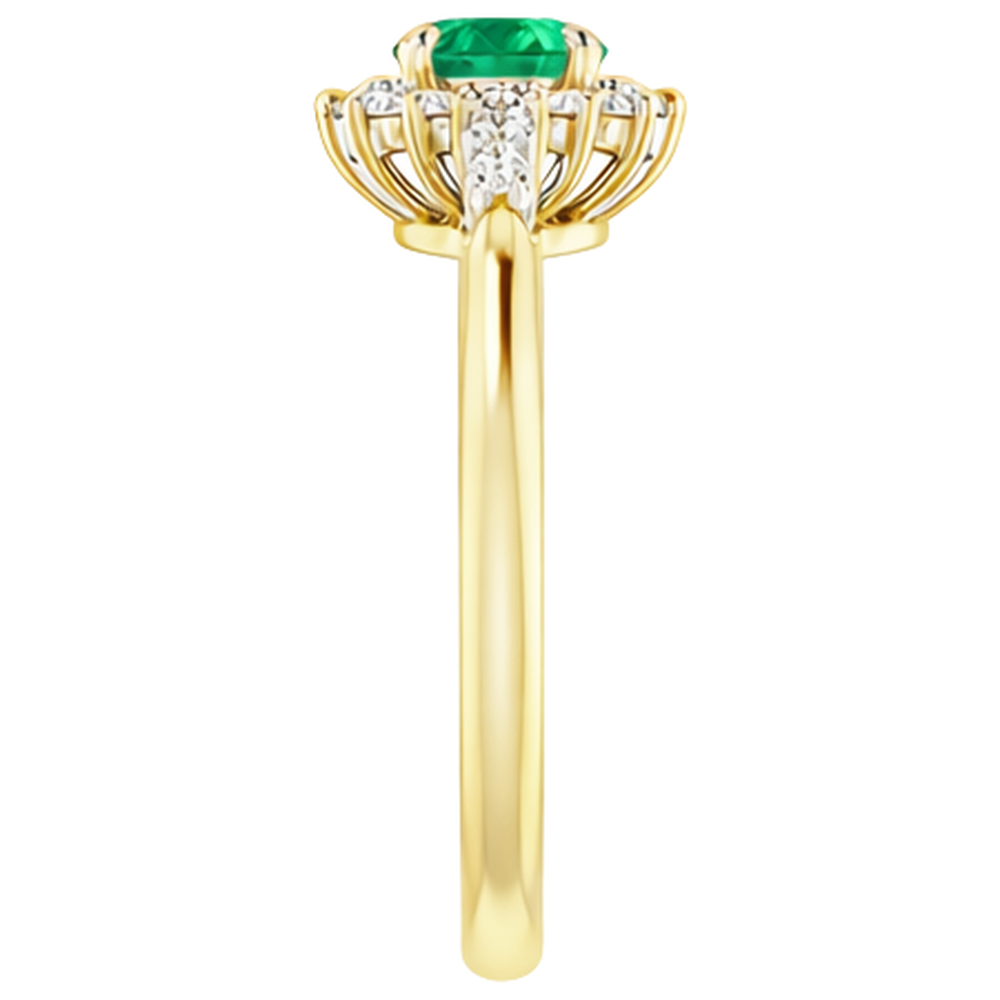 natural round emerald 1.50ct ring on white background
