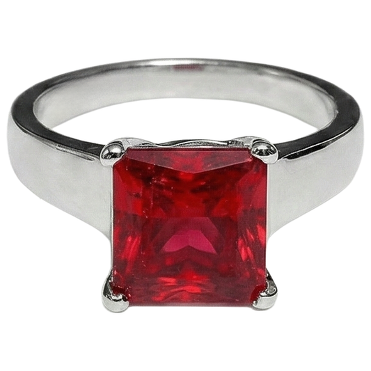 1.50 Carats Princess Solitaire Red Ruby Ring Engagement