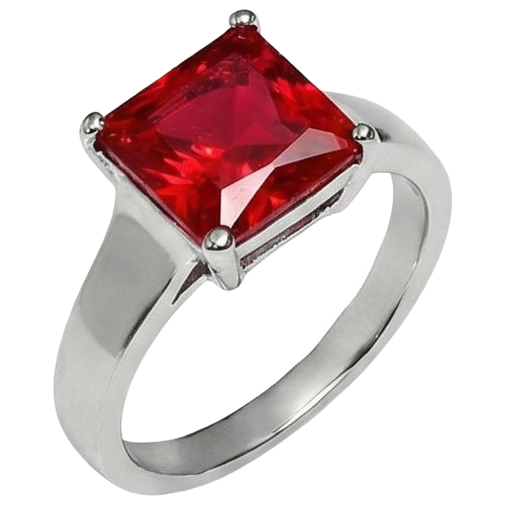 1.50 Carats Princess Solitaire Red Ruby Ring Engagement
