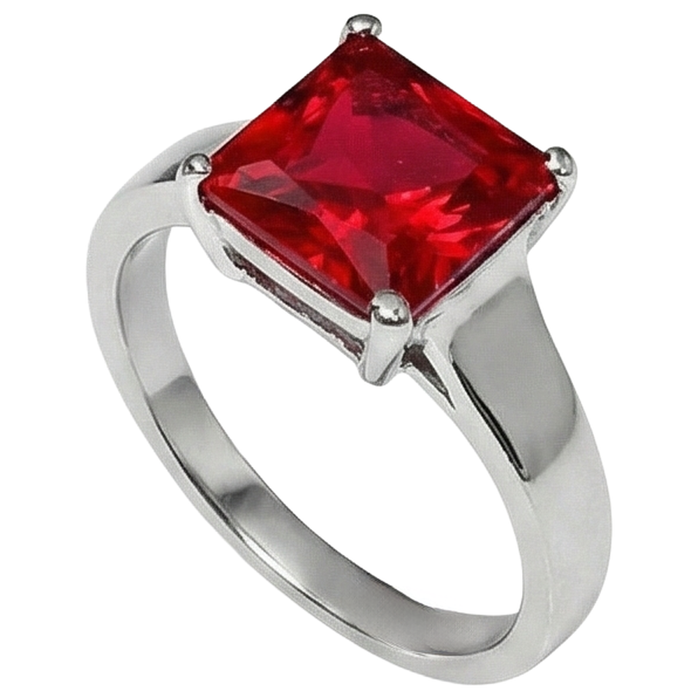 1.50 Carats Princess Solitaire Red Ruby Ring Engagement