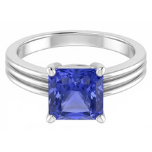 1.50 Carats Radiant Solitaire Engagement Ring Ceylon Sapphire Gold 14K