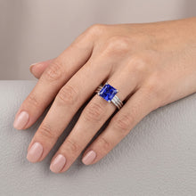 1.50 Carats Radiant Solitaire Engagement Ring Ceylon Sapphire Gold 14K