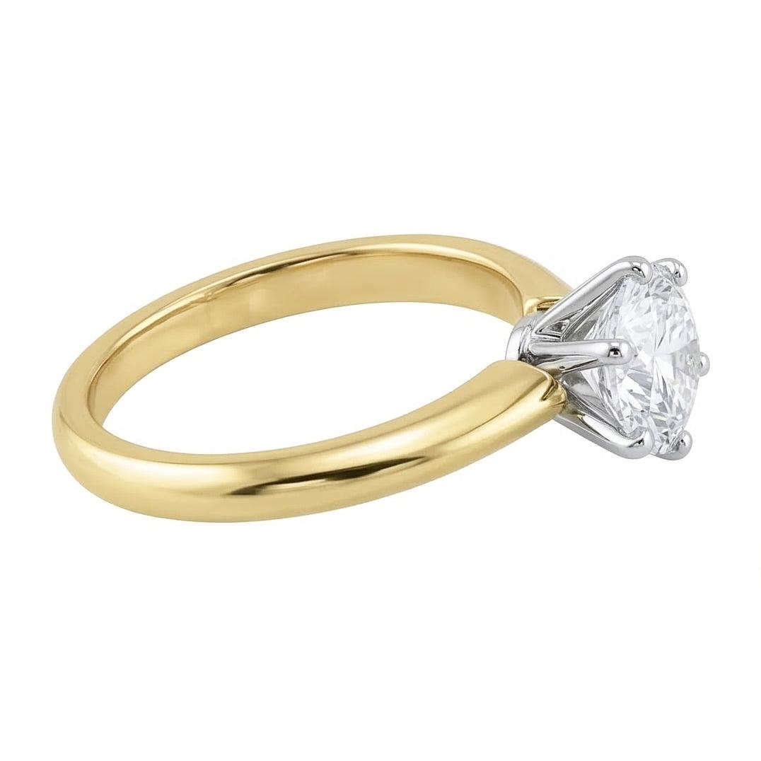 1.50 Carats Real Natural Earth Mined DIAMOND ( NOT LAB GROWN ) Solitaire Engagement Ring Two Tone 14K