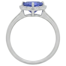 1.50 Carats Tanzanite And Round Natural Earth Mined Diamond Fancy Ring White Gold 14K