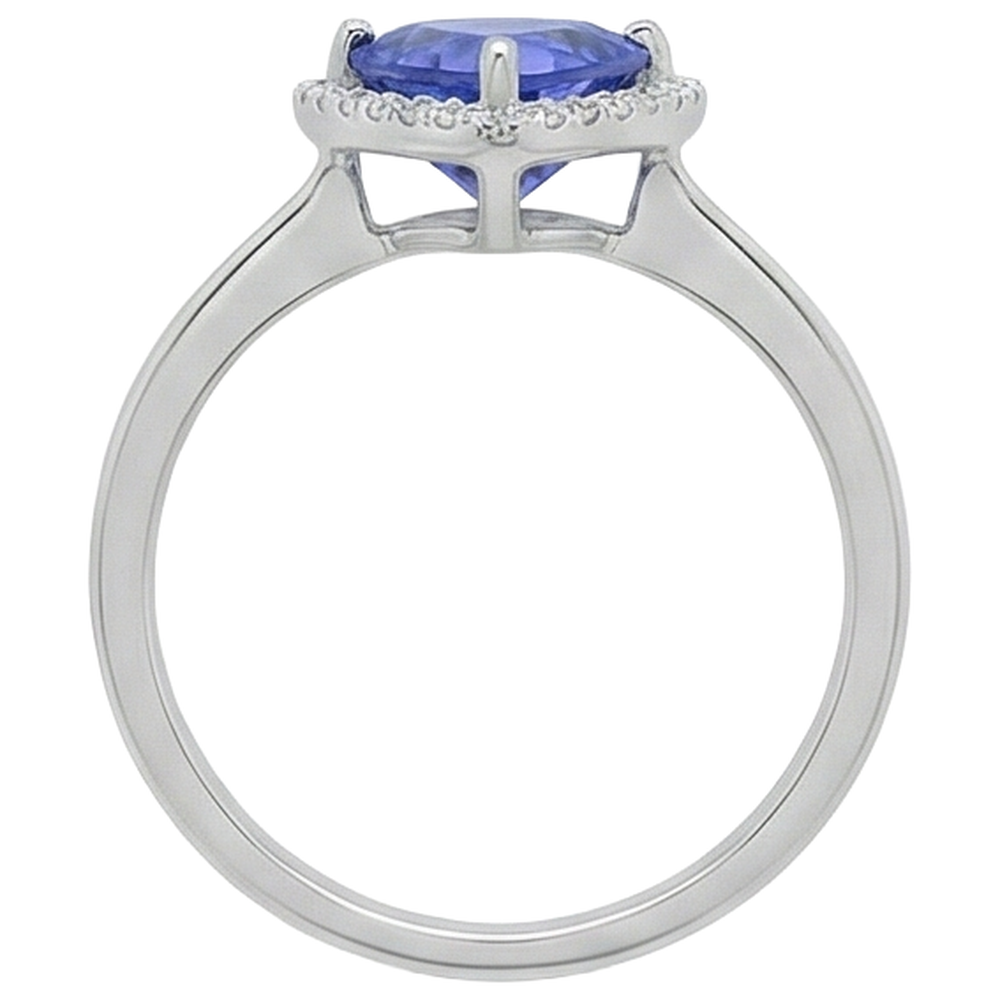 1.50 Carats Tanzanite And Round Natural Earth Mined Diamond Fancy Ring White Gold 14K
