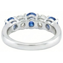 1.50 Ct Five Stone Ceylon Sapphire Natural Earth Mined Diamond Wedding Ring White Gold