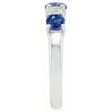 1.50 Ct Five Stone Ceylon Sapphire Natural Earth Mined Diamond Wedding Ring White Gold