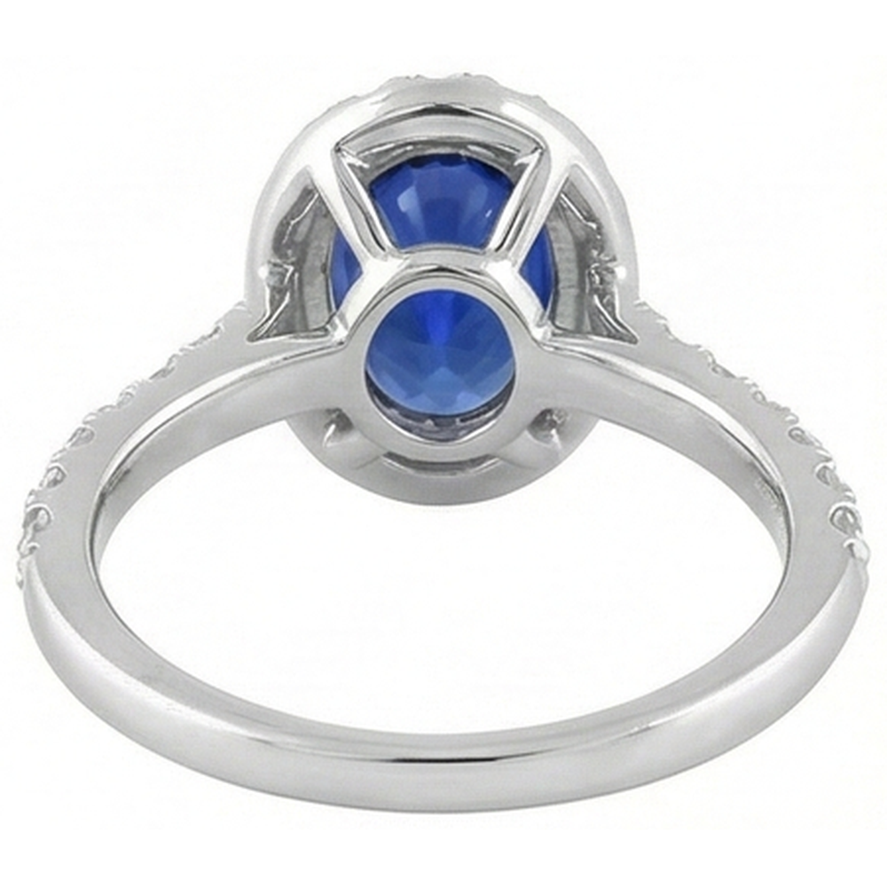 1.50 Ct Oval Cut Ceylon Sapphire Natural Earth Mined Diamond Ring 14K White Gold