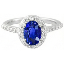 1.50 Ct Oval Cut Ceylon Sapphire Natural Earth Mined Diamond Ring 14K White Gold