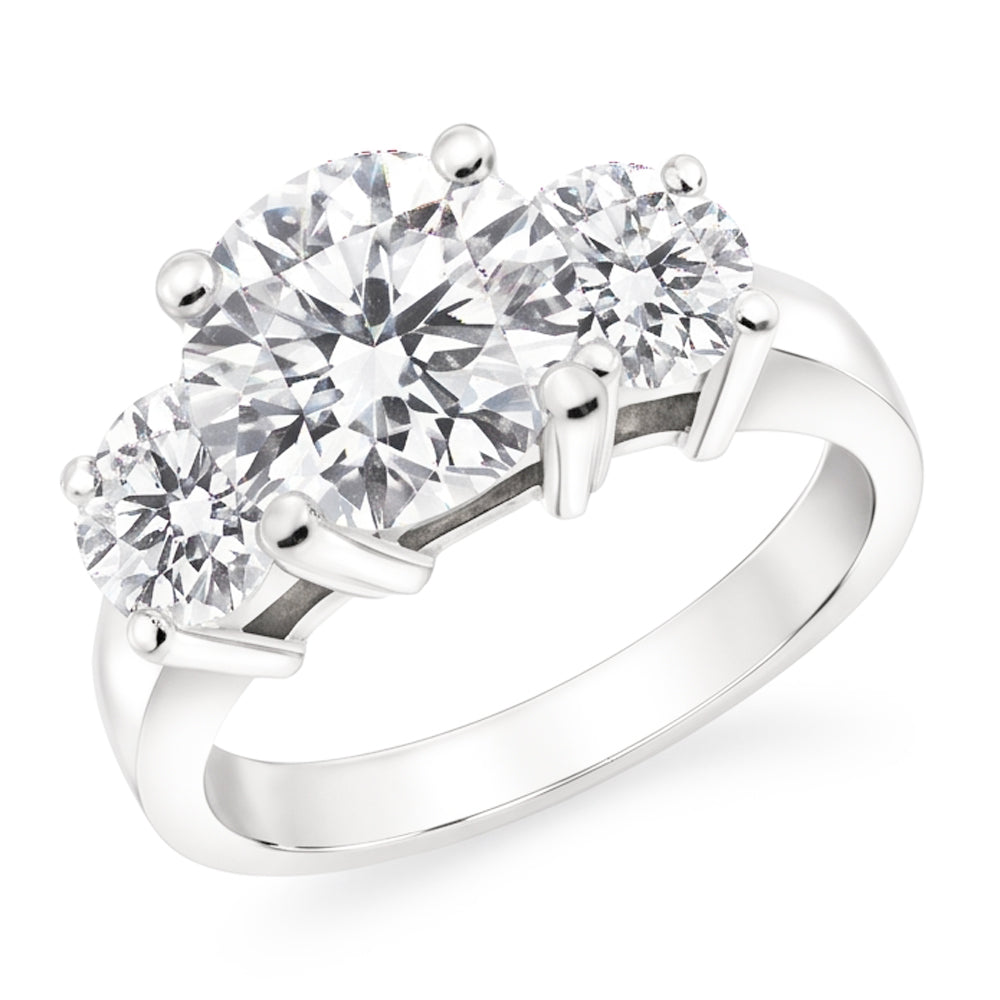 1.50 Ct Round Cut Natural Earth Mined Diamond Three Stone Ring White Gold 14K