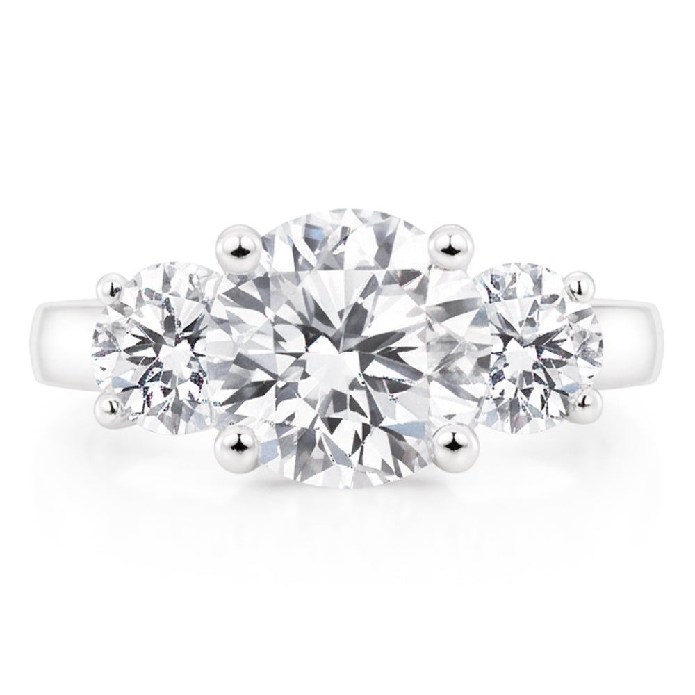 1.50 Ct Round Cut Natural Earth Mined Diamond Three Stone Ring White Gold 14K