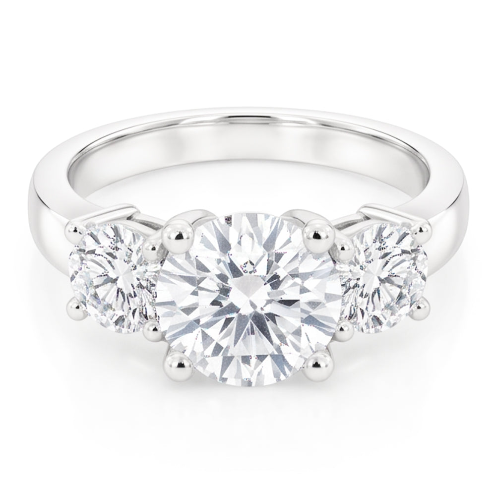1.50 Ct Round Cut Natural Earth Mined Diamond Three Stone Ring White Gold 14K