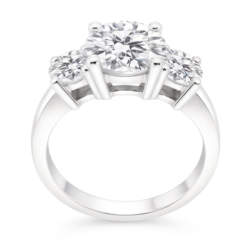 1.50 Ct Round Cut Natural Earth Mined Diamond Three Stone Ring White Gold 14K