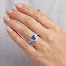 1.50 Ct Trillion Ceylon Sapphire And Round Natural Earth Mined DIAMOND ( NOT LAB GROWN )s Ring White Gold