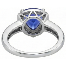 1.50 Ct Trillion Ceylon Sapphire And Round Natural Earth Mined DIAMOND ( NOT LAB GROWN )s Ring White Gold