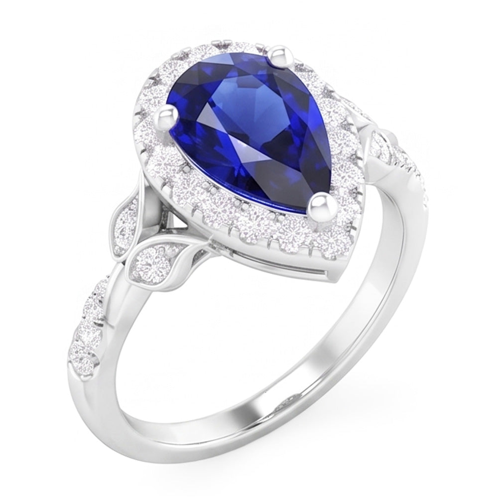 1.50 ct Blue Sapphire Colored Stone Ring in 14K White Gold