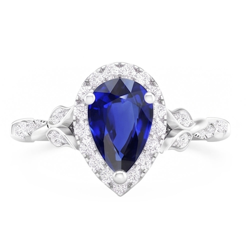 1.50 ct Blue Sapphire Colored Stone Ring in 14K White Gold