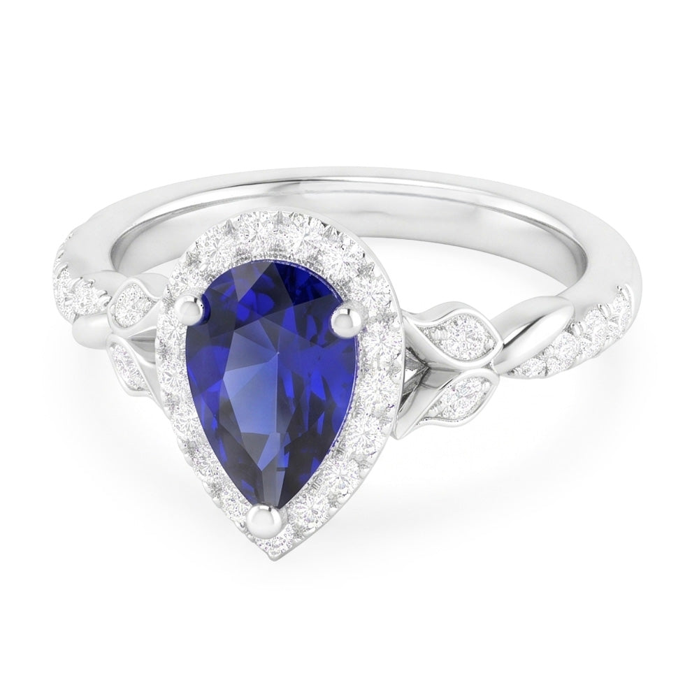 1.50 ct Blue Sapphire Colored Stone Ring in 14K White Gold