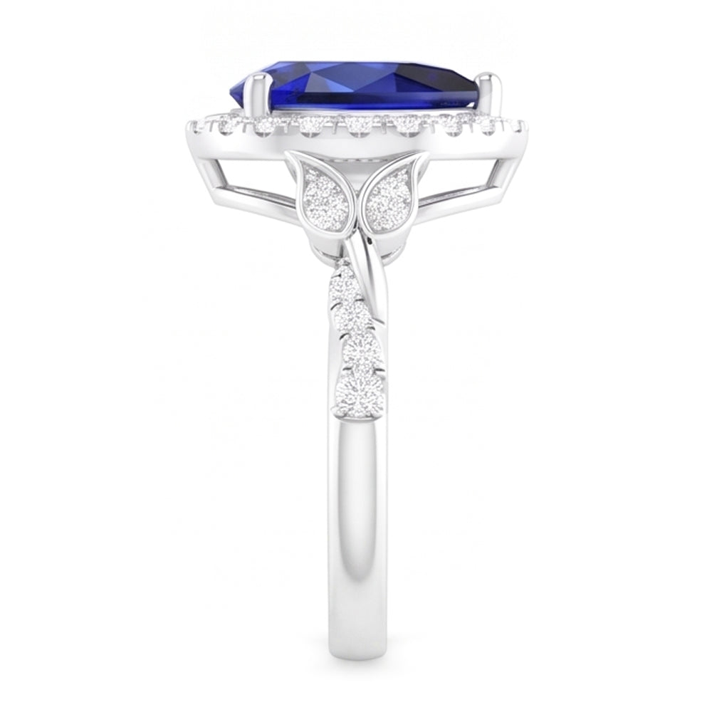 1.50 ct Blue Sapphire Colored Stone Ring in 14K White Gold