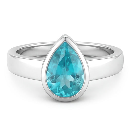 1.50 ct Neon Paraiba Gemstone Ring in 14 Karat White Gold