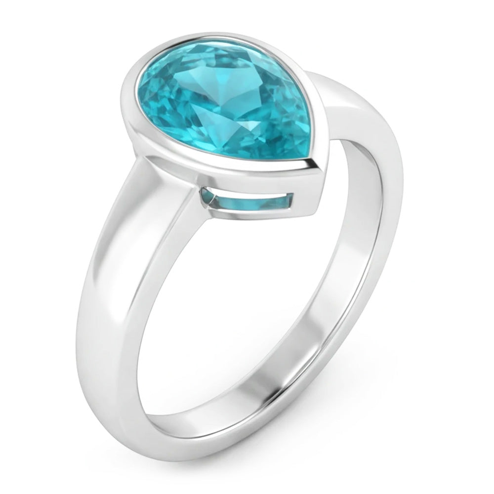1.50 ct Neon Paraiba Gemstone Ring in 14 Karat White Gold