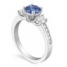 1.51 Ct. White Blue Natural Earth Mined Diamonds 3 Stone Gemstone Ring White Gold