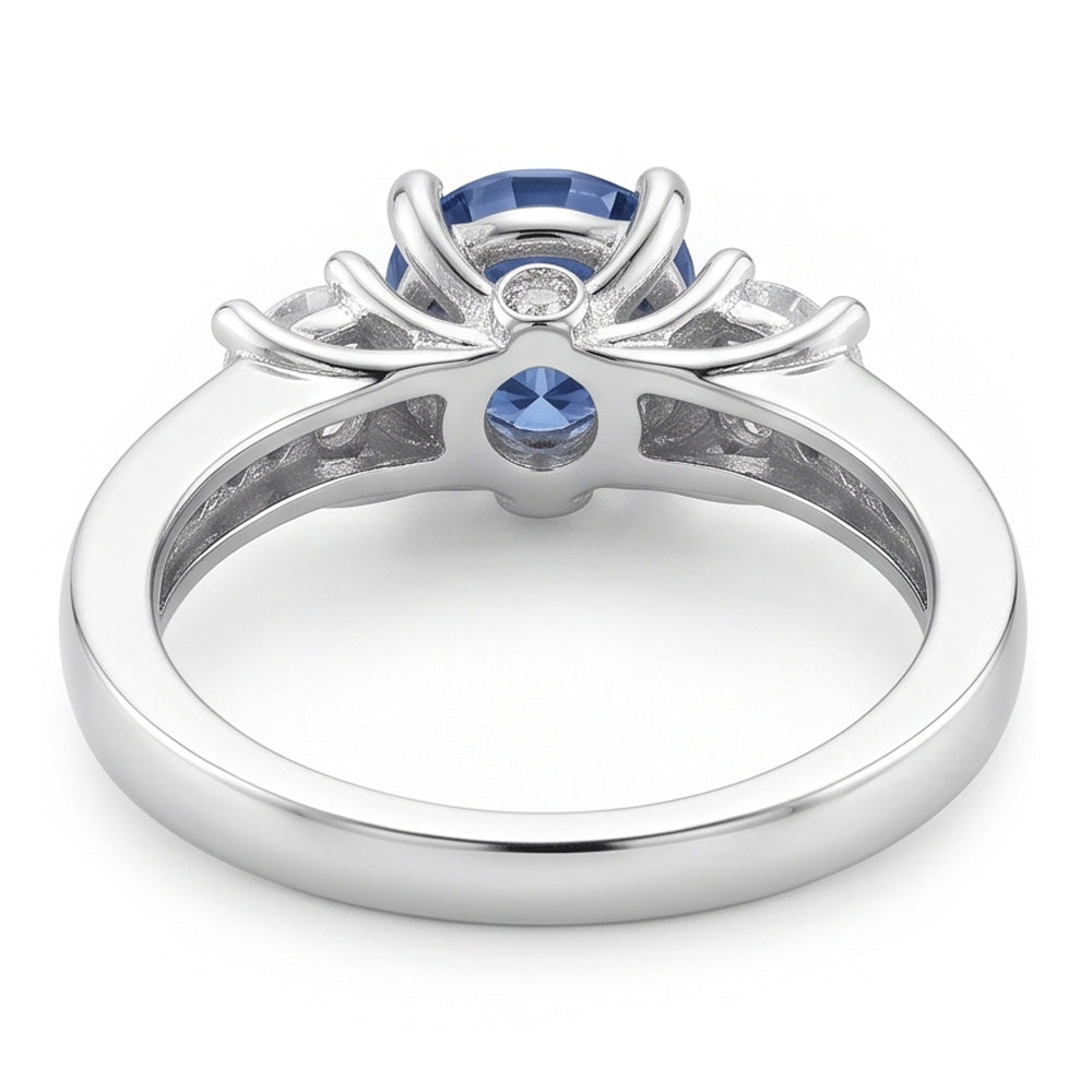 1.51 Ct. White Blue Natural Earth Mined Diamonds 3 Stone Gemstone Ring White Gold