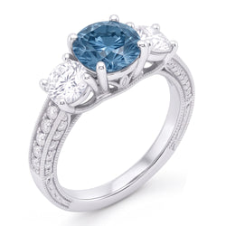 1.60 Carats Blue Natural Earth Mined Diamond Engagement Ring White Gold 14K