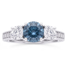 1.60 Carats Blue Natural Earth Mined Diamond Engagement Ring White Gold 14K