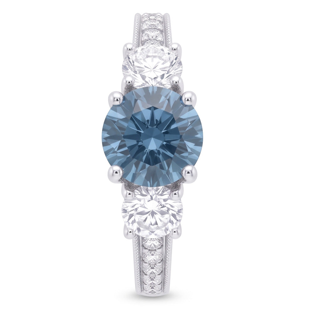1.60 Carats Blue Natural Earth Mined Diamond Engagement Ring White Gold 14K