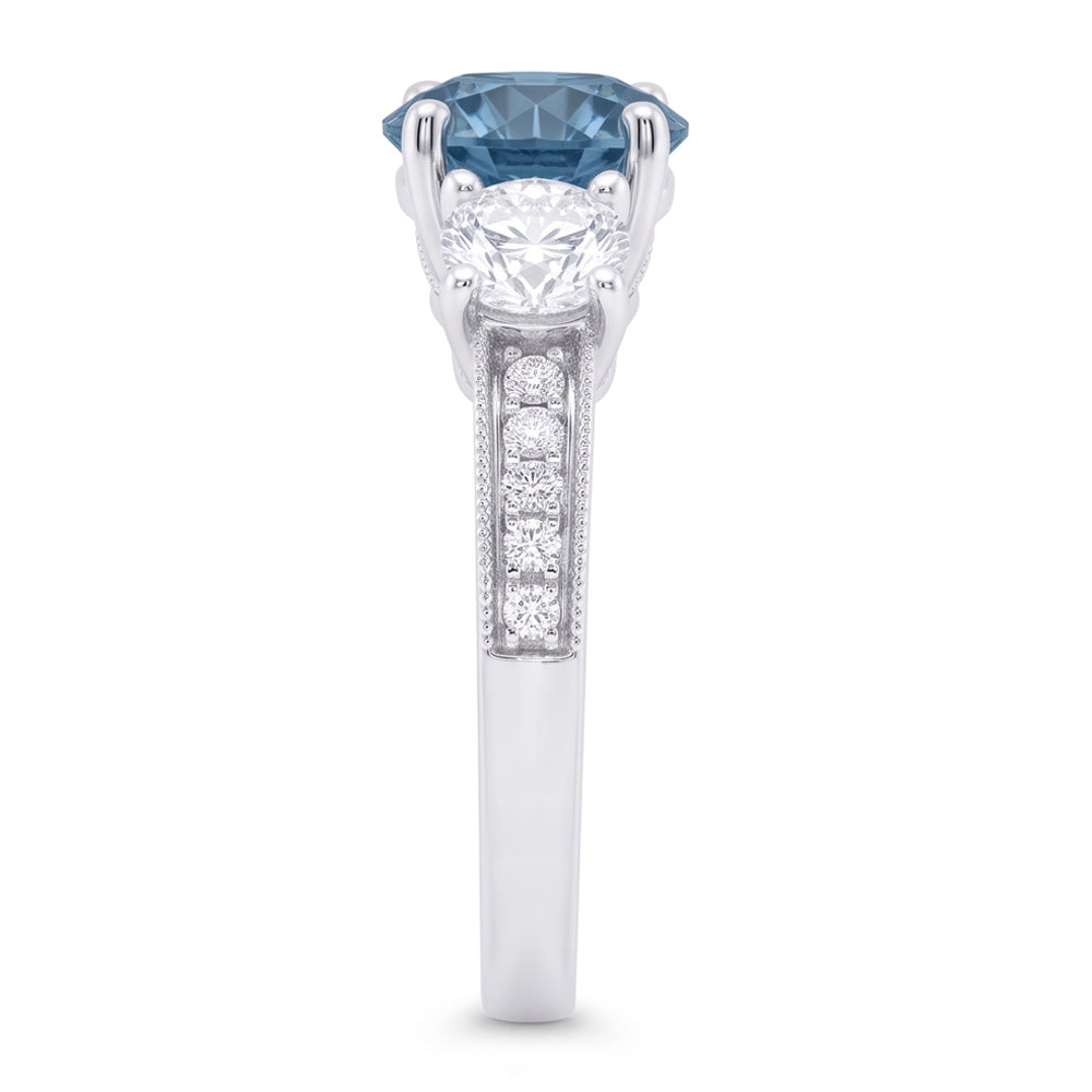 1.60 Carats Blue Natural Earth Mined Diamond Engagement Ring White Gold 14K