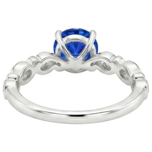 1.60 Ct Blue Round Sapphire And Natural Earth Mined Diamond Ring