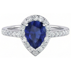 1.60 Ct Pear Cut Sri Lanka Blue Sapphire Natural Earth Mined Diamond Ring