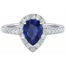 1.60 Ct Pear Cut Sri Lanka Blue Sapphire Natural Earth Mined Diamond Ring
