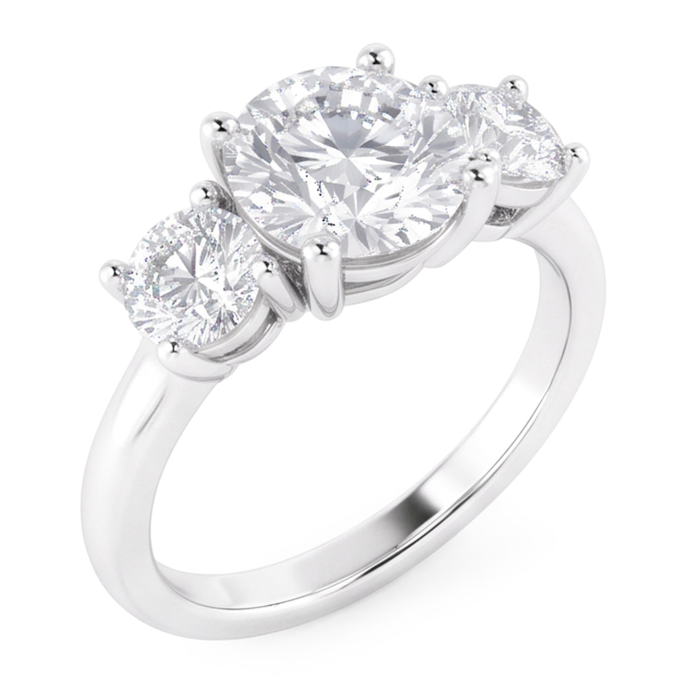 1.60 Ct Real Natural Earth Mined Diamond Three Stone Wedding Ring 14K White Gold