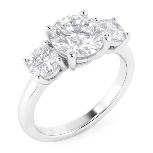 1.60 Ct Real Natural Earth Mined Diamond Three Stone Wedding Ring 14K White Gold