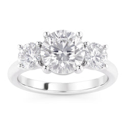 1.60 Ct Real Natural Earth Mined Diamond Three Stone Wedding Ring 14K White Gold
