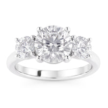 1.60 Ct Real Natural Earth Mined Diamond Three Stone Wedding Ring 14K White Gold