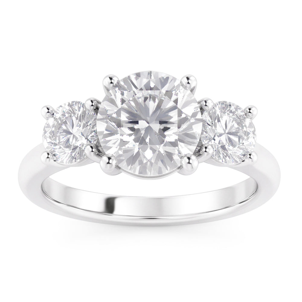 1.60 Ct Real Natural Earth Mined Diamond Three Stone Wedding Ring 14K White Gold
