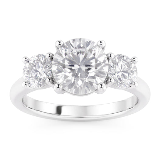 1.60 Ct Real Natural Earth Mined Diamond Three Stone Wedding Ring 14K White Gold