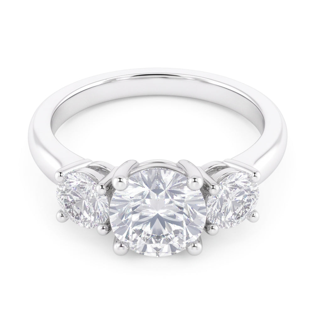 1.60 Ct Real Natural Earth Mined Diamond Three Stone Wedding Ring 14K White Gold