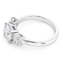 1.60 Ct Real Natural Earth Mined Diamond Three Stone Wedding Ring 14K White Gold