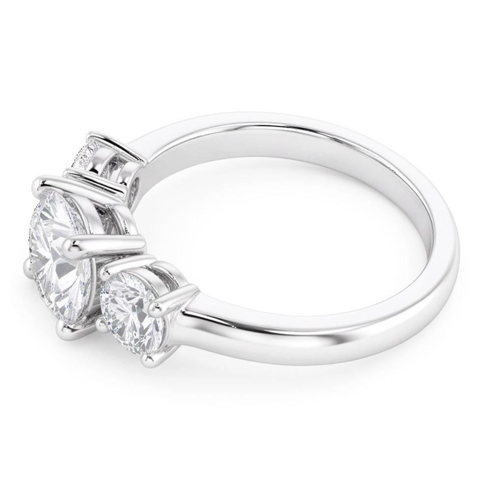 1.60 Ct Real Natural Earth Mined Diamond Three Stone Wedding Ring 14K White Gold