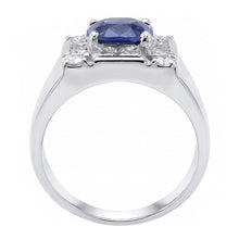 1.60 Ct Sri Lankan Sapphire Natural Earth Mined Diamond Ring 14K White Gold