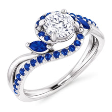 1.65 Carats Blue Sapphire Natural Earth Mined Diamond Ring