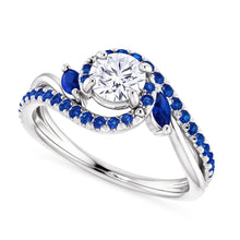 1.65 Carats Blue Sapphire Natural Earth Mined Diamond Ring